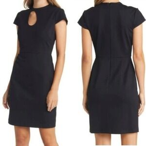 Rachel Parcell NEW Women's 16 Black Ponte Knit Cap Sleeve Cocktail Sheath Dress